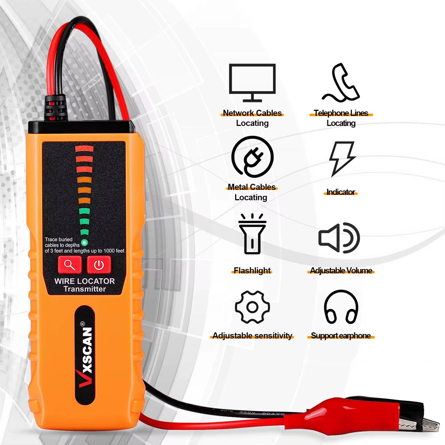 VXSCAN F04 Underground Wire Tracker Tester Wall Cable Non-Destructive Locator LAN Detector Diagnose Tone Tool Kit