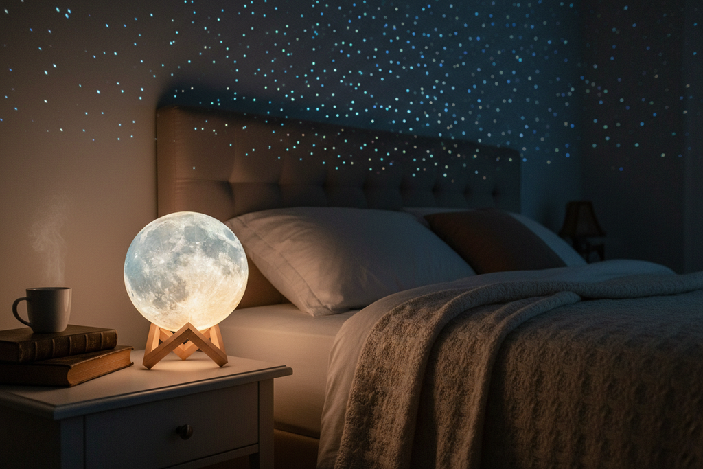 Starry Moon Lamp glowing